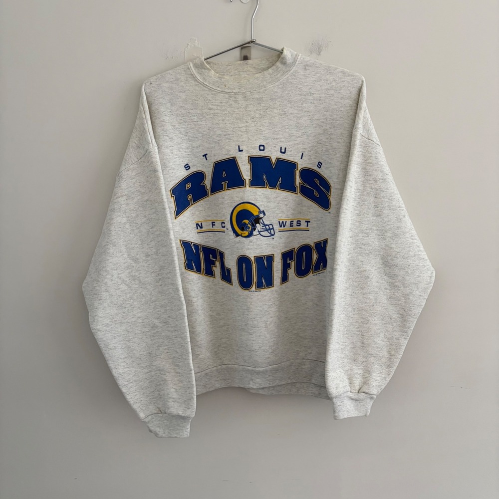 Vintage 1996 St Louis Rams NFL on Fox Crewneck Sweatshirt Grey XL